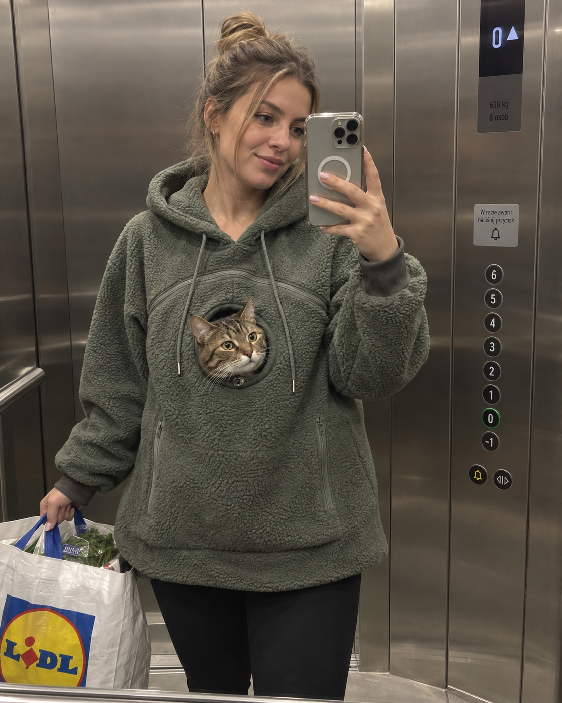 TulPupila Norka™ - Bluza z zamykaną kieszenią i okienkiem dla Twojego kota