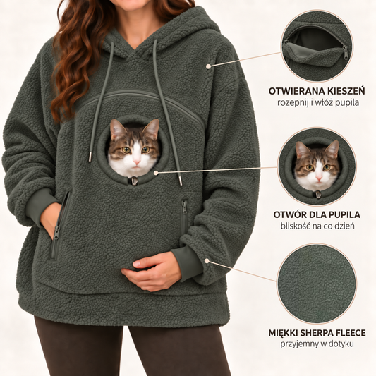 TulPupila Norka™ - Bluza z zamykaną kieszenią i okienkiem dla Twojego kota